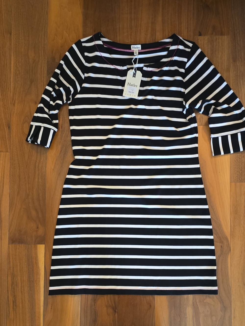 Hatley Black & White Striped Long Sleeve Shift Dress